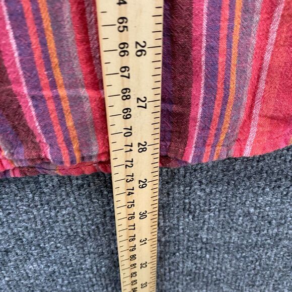 Chaps Blouse Top Womens M Pink Striped Linen Cotton Button Up Lagenlook Coastal - Picture 8 of 9